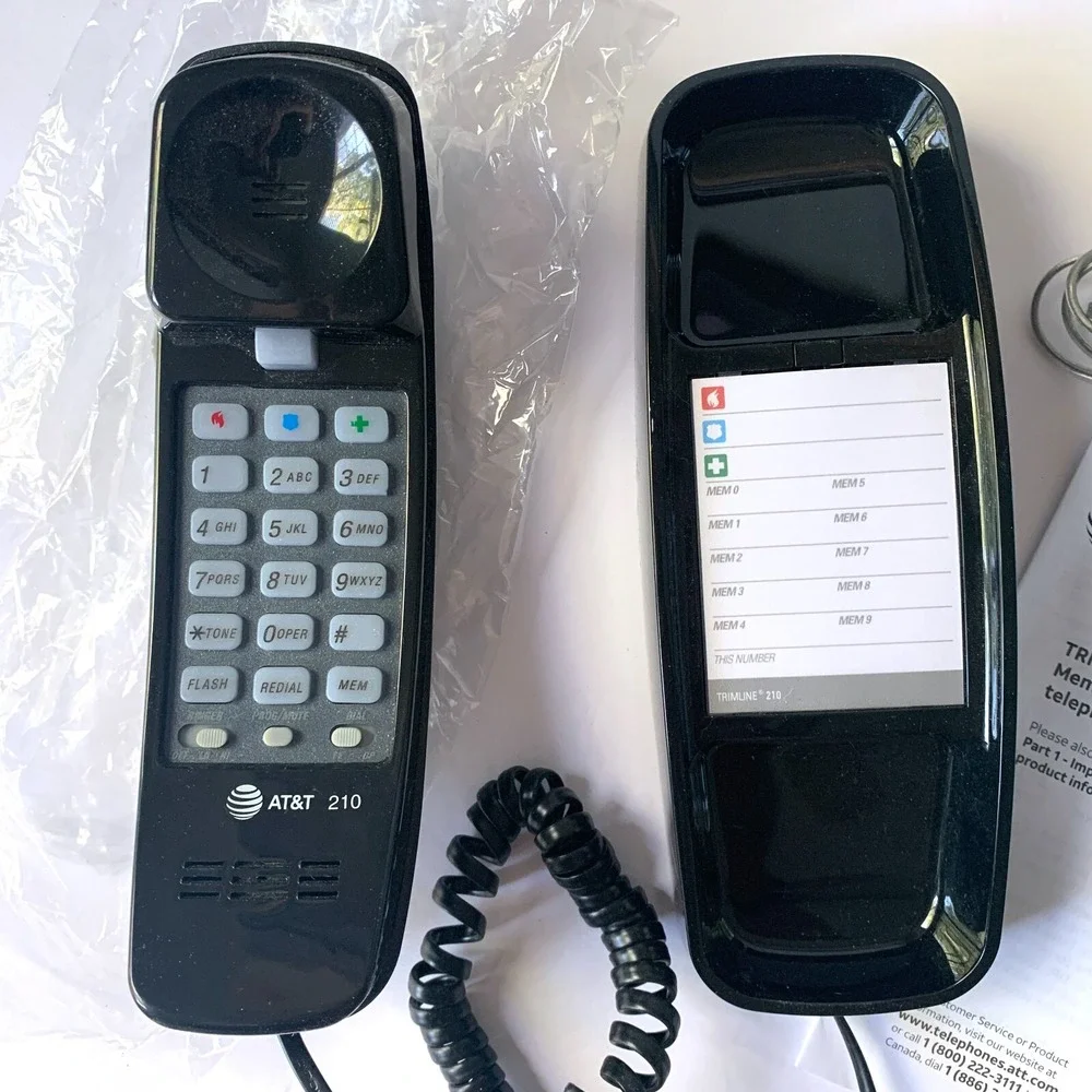 AT&T 210 Black Trimline Telephone w/13 Number Memory Additional Features w/ Box‎ - Picture 8 of 13